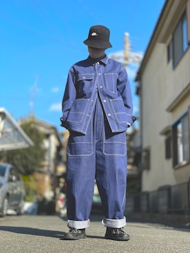 「niko and...（ニコアンド）のアイテム（サロペット/オーバーオール）」を使った、B-Dfunさん（メンズ・172cm）の冬コーディネート