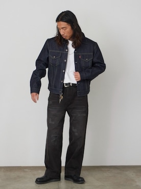 「GILDAN（ギルダン）の【ROOPTOKYO】GILDAN ６oz クルーネック 袖リブ ロングスリーブTee /ロンT 無地カットソー オーバーサイズ（Tシャツ/カットソー、ホワイト系）」を使った、naotoさん（メンズ・172cm）の春コーディネート