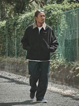 「GILDAN（ギルダン）の【ROOPTOKYO】GILDAN ６oz クルーネック 袖リブ ロングスリーブTee /ロンT 無地カットソー オーバーサイズ 2026年春夏（Tシャツ/カットソー、ホワイト系）」を使った、naotoさん（メンズ・172cm）の春コーディネート