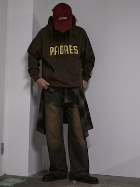 「MLB（メジャーリーグベースボール）のアイテム」を使った、naotoさん（メンズ・172cm）の冬コーディネート