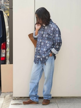 「Levi's（リーバイス）のLEVI'S/リーバイス 501 ORIGINAL 501 オリジナルジーンズ デニムパンツ ジーパン ストレートシルエット 秋 秋服 2026年秋冬（デニムパンツ、ブルー系）」を使った、naotoさん（メンズ・171cm）の秋コーディネート