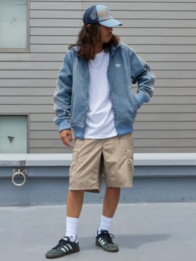 「PRO CLUB （プロクラブ）の【PROCLUB/プロクラブ】Heavyweight Short Sleeve Tee 厚手 ヘビーウェイト Tシャツ クルーネック 無地 ユニセックス（Tシャツ/カットソー、ホワイト系）」を使った、naotoさん（メンズ・171cm）の秋コーディネート