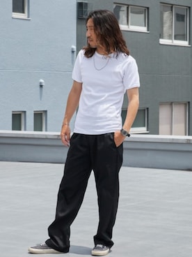 「Dickies（ディッキーズ）のDickies/ディッキーズ THE ORIGINAL FIT 874 TCツイル センタープレス オリジナルフィット（その他パンツ、ブラック系）」を使った、naotoさん（メンズ・171cm）の秋コーディネート