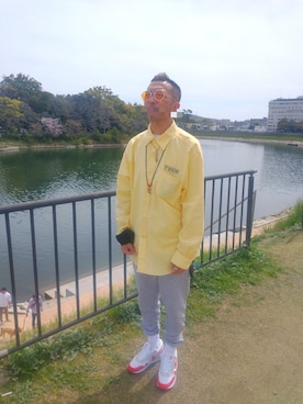「PRO CLUB （プロクラブ）のアイテム（スウェットパンツ）」を使った、MASASHI from RIOTさん（メンズ・176cm）の春コーディネート