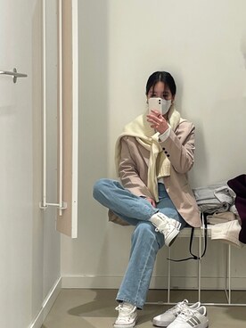 「H&M（エイチ・アンド・エム）のアイテム（スウェットパンツ、ホワイト系）」を使った、아 야 카  🍒さん（レディース・163cm）の冬コーディネート