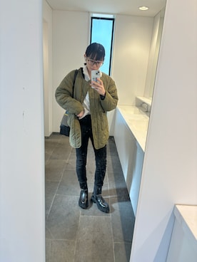 「TRIANGLE PALETTE（トライアングルパレット）のアイテム（ノーカラージャケット）」を使った、のんさん（レディース・158cm）の春コーディネート