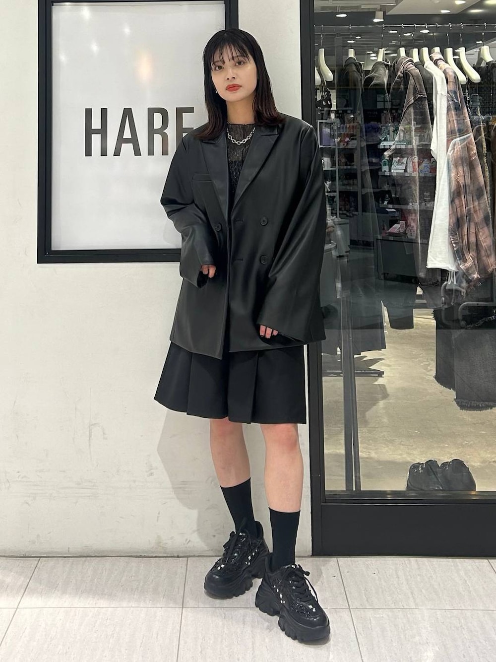 hare HARE EDGY MODE フェイクレザーダブルジャケット　ブラック hare HARE EDGY MODE フェイクレザーダブルジャケット ブラック