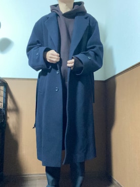 「stein（シュタイン）のアイテム（パーカー）」を使った、らっきーさん（メンズ・176cm）の冬コーディネート