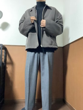 「stein（シュタイン）のアイテム（ブルゾン）」を使った、らっきーさん（メンズ・176cm）の冬コーディネート