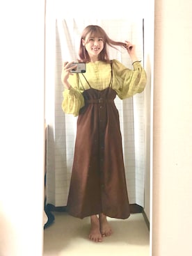 「mysty woman（ミスティウーマン）のアイテム（オールインワン・サロペット）」を使った、hanoさん（レディース・164cm）の秋コーディネート