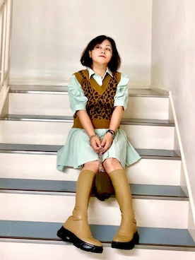 「ベスト×ワンピース」｜はんだぱんださん（レディース・146cm）の夏コーディネート