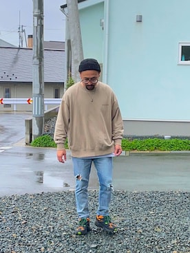 「PENDLETON（ペンドルトン）のアイテム（スウェット）」を使った、TOKUさん（メンズ・167cm）の春コーディネート