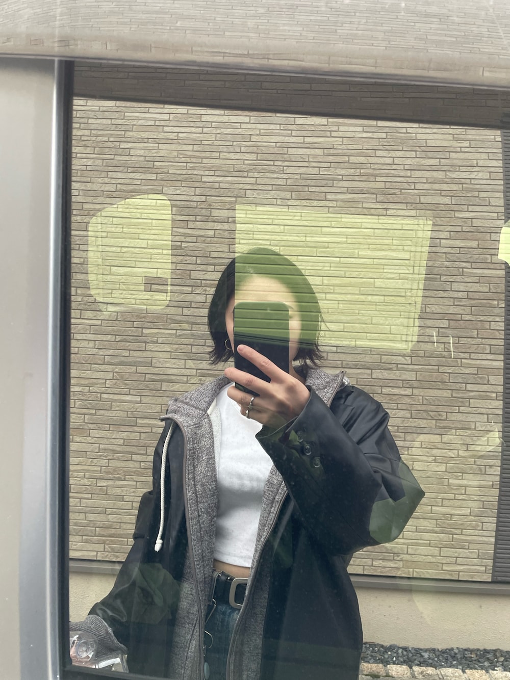 「おでかけコーデ、ootd、ママコーデ、きれいめカジュアル、レザー」｜「JEANASISのヴィーガンレザーコクーンジャケット/262827（テーラードジャケット、ブラック系）」を使った、𝐘𝐔𝐍𝐀さん（レディース・160cm）の冬コーディネートの1枚目の写真