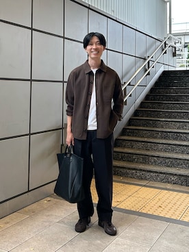 「アイテム（トートバッグ）」を使った、のんさん（メンズ・173cm）の秋コーディネート