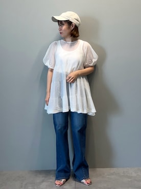 「アイテム（チュニック）」を使った、スエツギさん（レディース・145cm）の夏コーディネート