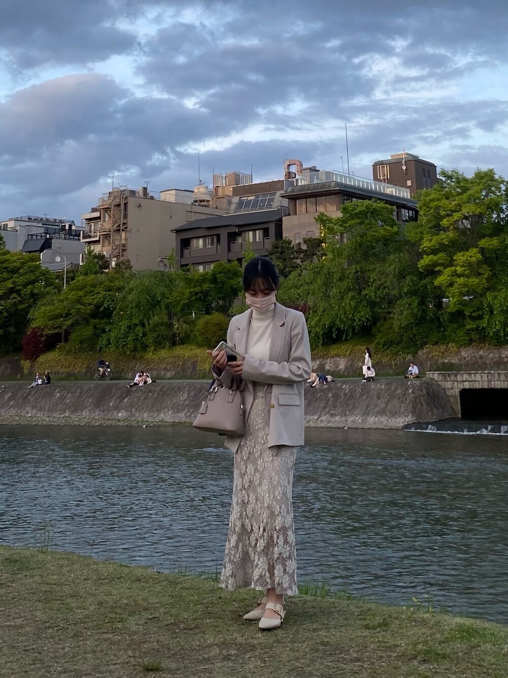 「休日スタイル、春夏コーデ、ootd、ロングスカート、今日のコーデ」｜「SNIDELのスタンダードジャケット（テーラードジャケット、ブラウン系）」を使った、noidさん（レディース・160cm）の春コーディネートの1枚目の写真