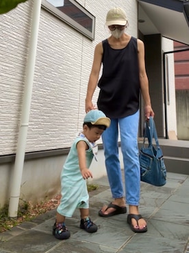 「アイテム（ママ＆ベビー、グリーン系）」を使った、Maaaarさん（レディース・164cm）の夏コーディネート