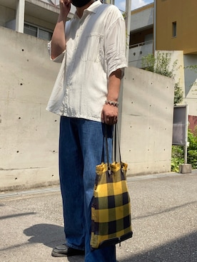 「TOGA PULLA（トーガ　プルラ）のアイテム（バッグ）」を使った、りんすろーさん（メンズ・180cm）の夏コーディネート