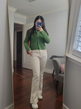 「アイテム（その他アウター、グリーン系）」を使った、Acehhhさん（レディース・165cm）の秋コーディネート