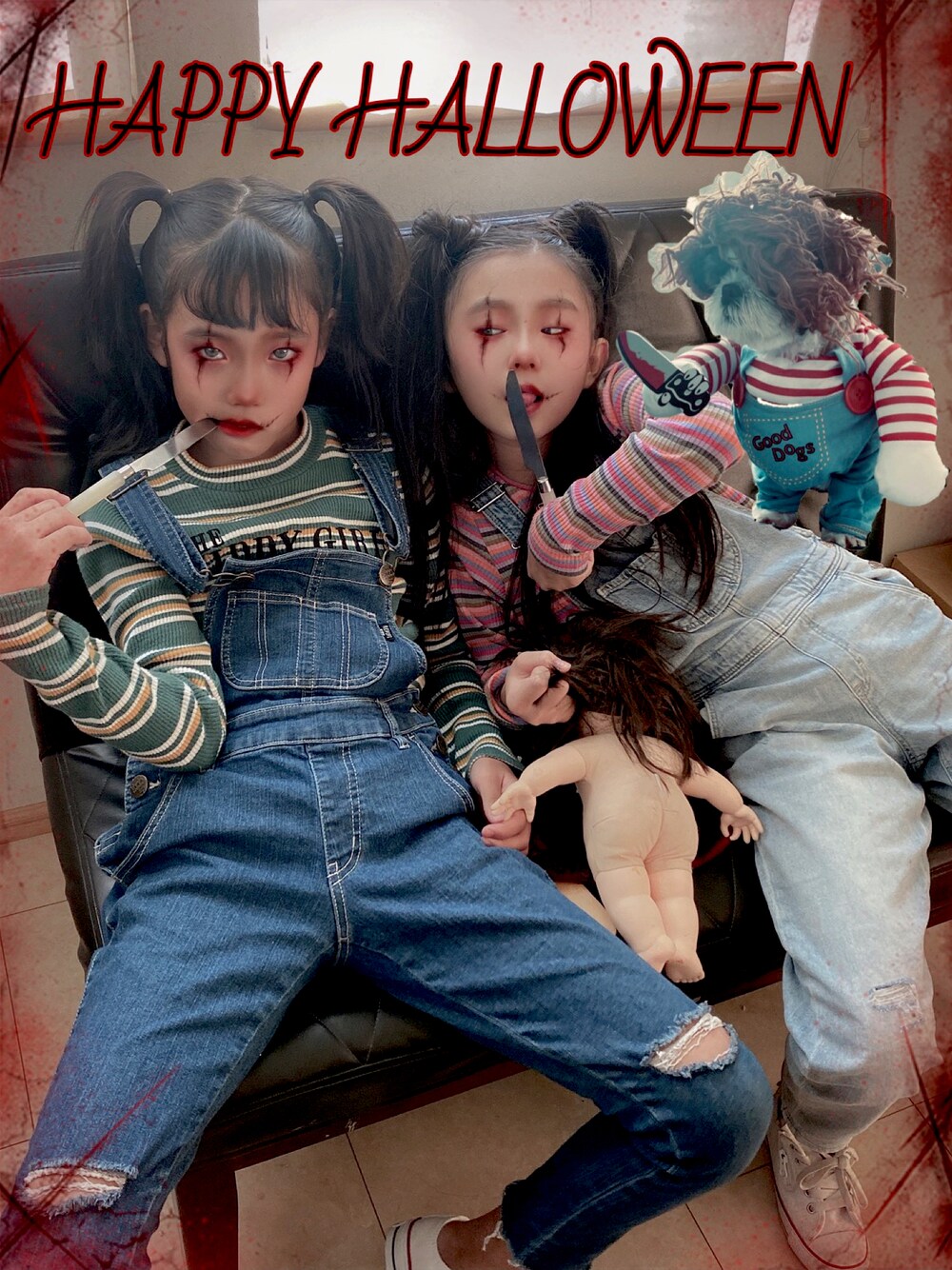 「スニーカー、コンバース、カジュアル、ボーダー、プチプラ、キッズコーデ、双子コーデ、秋コーデ、wearhalloween2021」｜「CONVERSEの【CONVERSE】オールスターローカットスニーカー（スニーカー、ホワイト系）」を使った、yuniiiii0130さん（キッズ・110cm）の秋コーディネートの1枚目の写真
