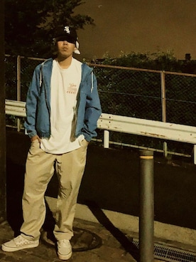 「STUSSY（ステューシー）のアイテム（デニムジャケット）」を使った、タジさん（メンズ・173cm）の夏コーディネート