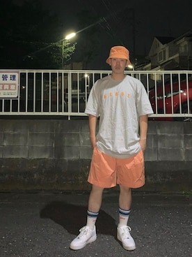 「アイテム（ハット）」を使った、タジさん（メンズ・173cm）の夏コーディネート