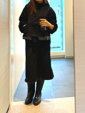 「AIGLE（エーグル）のアイテム（ブーツ）」を使った、suga_さん（レディース・159cm）の冬コーディネート