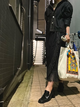 「真っ黒コーデ」｜「アイテム（ジャケット/アウター）」を使った、suga_さん（レディース・159cm）の夏コーディネート