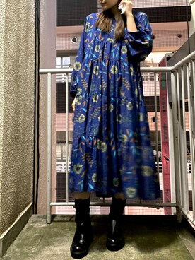 チチカカ チチカカ レディース のワンピース ドレス ブルー ネイビー 青色系 ティアード コーディネート セールアイテム Zozotown