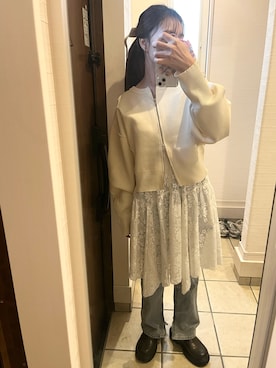 「アイテム（ヘアアクセサリー、ホワイト系）」を使った、nrkさん（レディース・158cm）の秋コーディネート