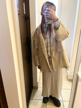 「アンドサーチのアイテム（シャツ/ブラウス、ベージュ系）」を使った、nrkさん（レディース・158cm）の春コーディネート