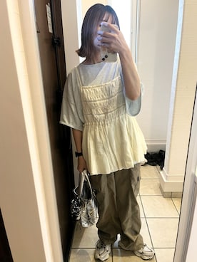 「NEW BALANCE（ニューバランス）の90/60 Summer（サンダル、ホワイト系）」を使った、nrkさん（レディース・158cm）の秋コーディネート