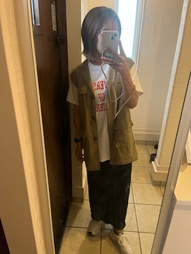 「RAY CASSIN（レイカズン）のアイテム（ベスト）」を使った、nrkさん（レディース・158cm）の秋コーディネート