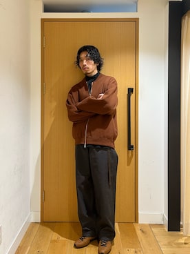「アイテム（ジャケット/アウター、オレンジ系）」を使った、むらかみ せいさん（メンズ・170cm）の秋コーディネート