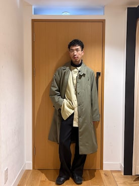 「アイテム（ステンカラーコート）」を使った、むらかみ せいさん（メンズ・170cm）の秋コーディネート