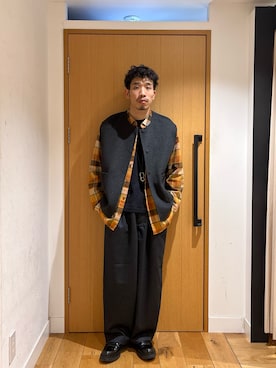 「アイテム（ベスト）」を使った、むらかみ せいさん（メンズ・170cm）の秋コーディネート