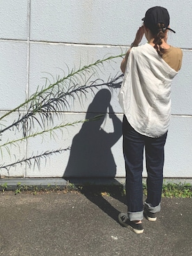 「シャツアレンジ」｜「アイテム（アクセサリー）」を使った、kmmyさん（レディース・157cm）の冬コーディネート