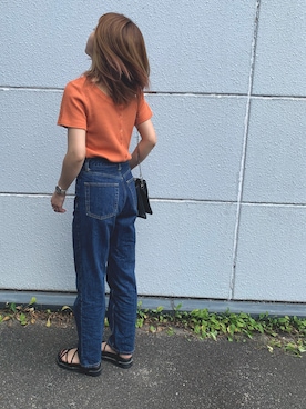 「オレンジトップス」｜kmmyさん（レディース・157cm）の夏コーディネート