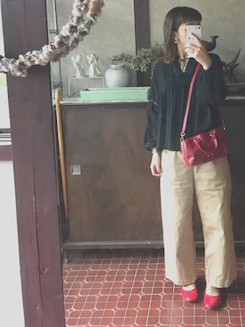 「黒ブラウス」｜kmmyさん（レディース・155cm）の夏コーディネート