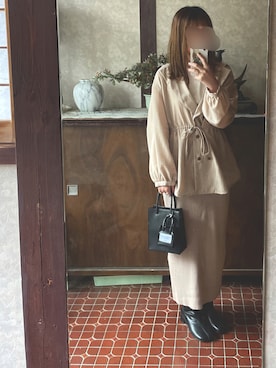 「スクエアトゥ」｜「アイテム（腕時計）」を使った、kmmyさん（レディース・157cm）の冬コーディネート