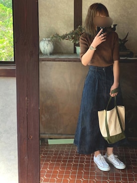 「リブニット」｜「アイテム（アナログ腕時計）」を使った、kmmyさん（レディース・157cm）の春コーディネート