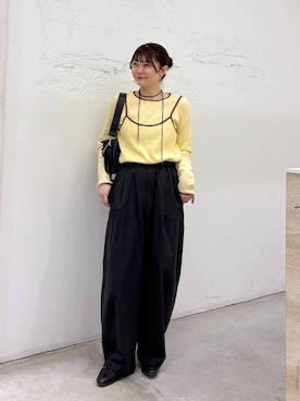 「LEPSIM（レプシィム）のキャミドッキングリブプルオーバー　639368（Tシャツ/カットソー、イエロー系）」を使った、きょろさん（レディース・156cm）の春コーディネート