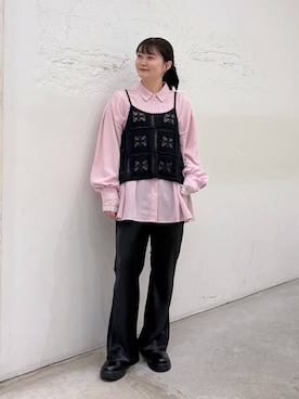 「LEPSIM（レプシィム）の【累計販売数5万枚突破】袖切り替えプルオーバー　140912（Tシャツ/カットソー、ホワイト系）」を使った、きょろさん（レディース・156cm）の冬コーディネート