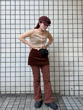 「アイテム（キャスケット）」を使った、ジーさんさん（レディース・161cm）の秋コーディネート