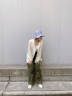 「レーヨンシャツ」｜「アイテム（帽子）」を使った、ジーさんさん（レディース・161cm）の夏コーディネート