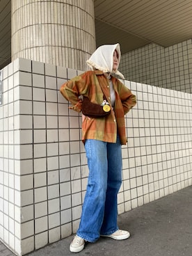 「アイテム（ニットキャップ/ビーニー、ホワイト系）」を使った、ジーさんさん（レディース・161cm）の夏コーディネート