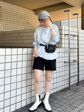 「アイテム（ハンチング/ベレー帽）」を使った、ジーさんさん（レディース・161cm）の秋コーディネート