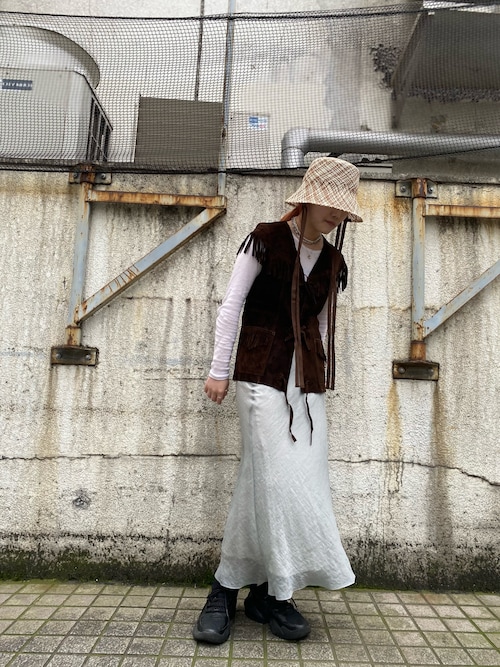 arth Ladder Ribbon PP Bucket 麦わら帽子