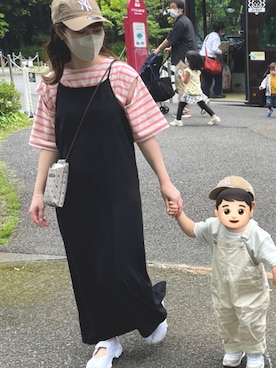 「pairmanon（ペアマノン）のアイテム（サロペット/オーバーオール）」を使った、MARIさん（レディース・156cm）の夏コーディネート