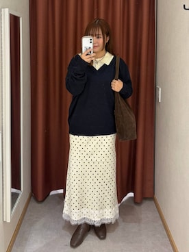 「LOWRYS FARM（ローリーズファーム）のアイテム（ブーツ）」を使った、かっさーさん（レディース・160cm）の秋コーディネート